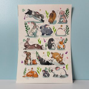 Peinture originale : 16 lapins