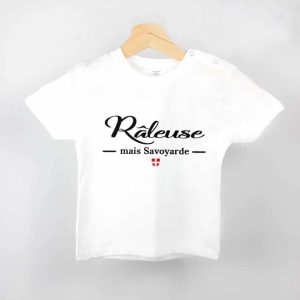 PROMO T SHIRT BEBE : RALEUSE MAIS SAVOYARDE-BLANC-18/23MOIS
