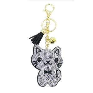 Porte-clés Chat Strass – Argenté
